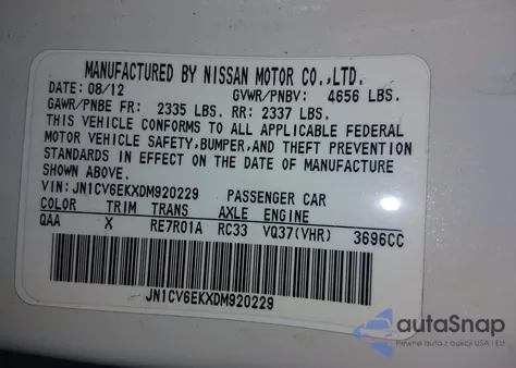 2013 Infiniti G37 Journey из США, поврежденный, VIN JN1CV6EKXDM920229